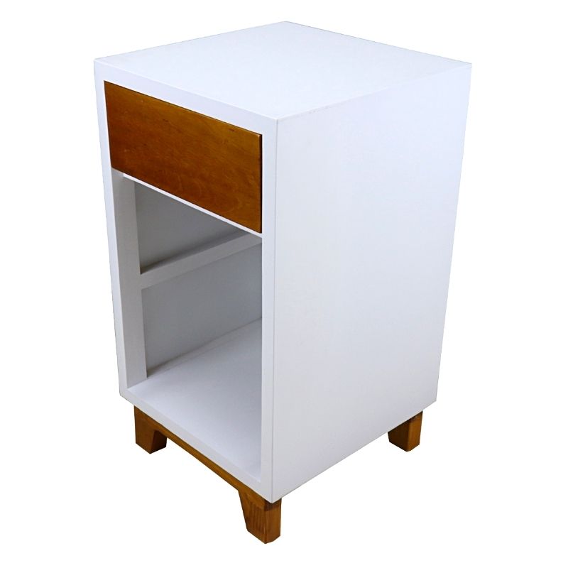 Buró de Madera NORVAL Muebles Buro Oslo Alto de 1 Cajón Nogal con Blanco