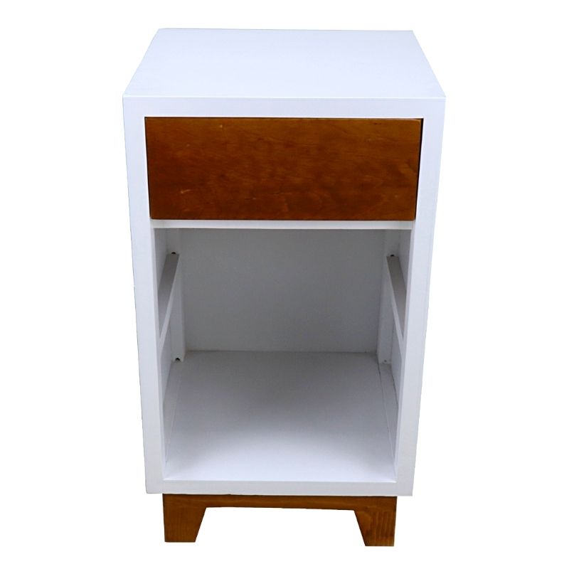 Buró de Madera NORVAL Muebles Buro Oslo Alto de 1 Cajón Nogal con Blanco