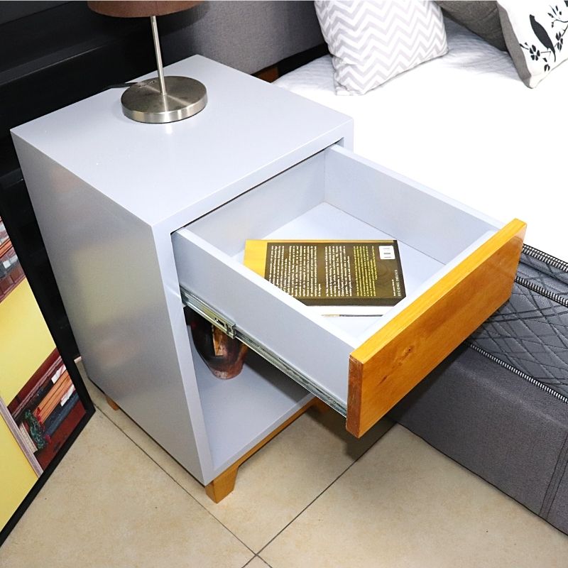 Buró de Madera NORVAL Muebles Buro Oslo Alto de 1 Cajón Nogal con Gris 