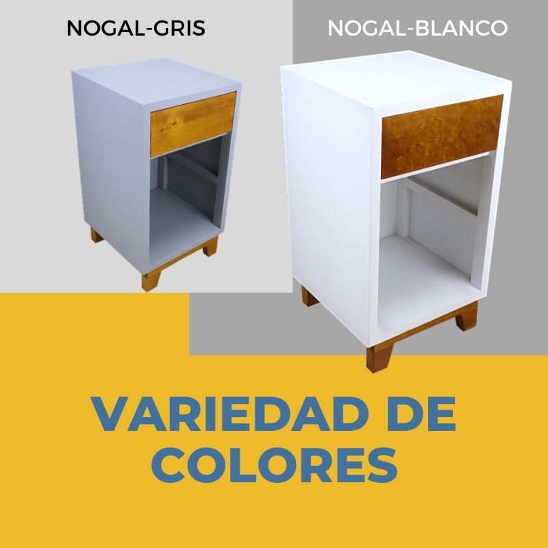 Buró de Madera NORVAL Muebles Buro Oslo Alto de 1 Cajón Nogal con Gris 