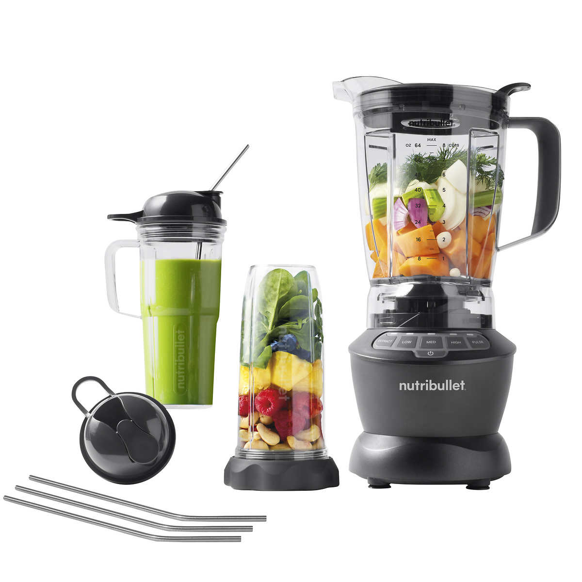 Licuadora Nutribullet + Juego de Vasos + Pajillas de Acero Inoxidable Mod. 2021