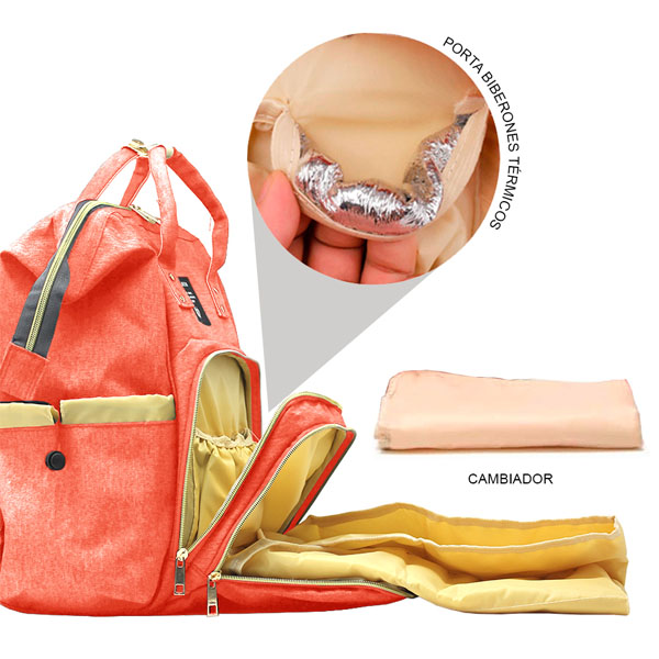 Pañalera LeQueen, Impermeable, Moderna, Gran Capacidad, 12 Compartimientos 