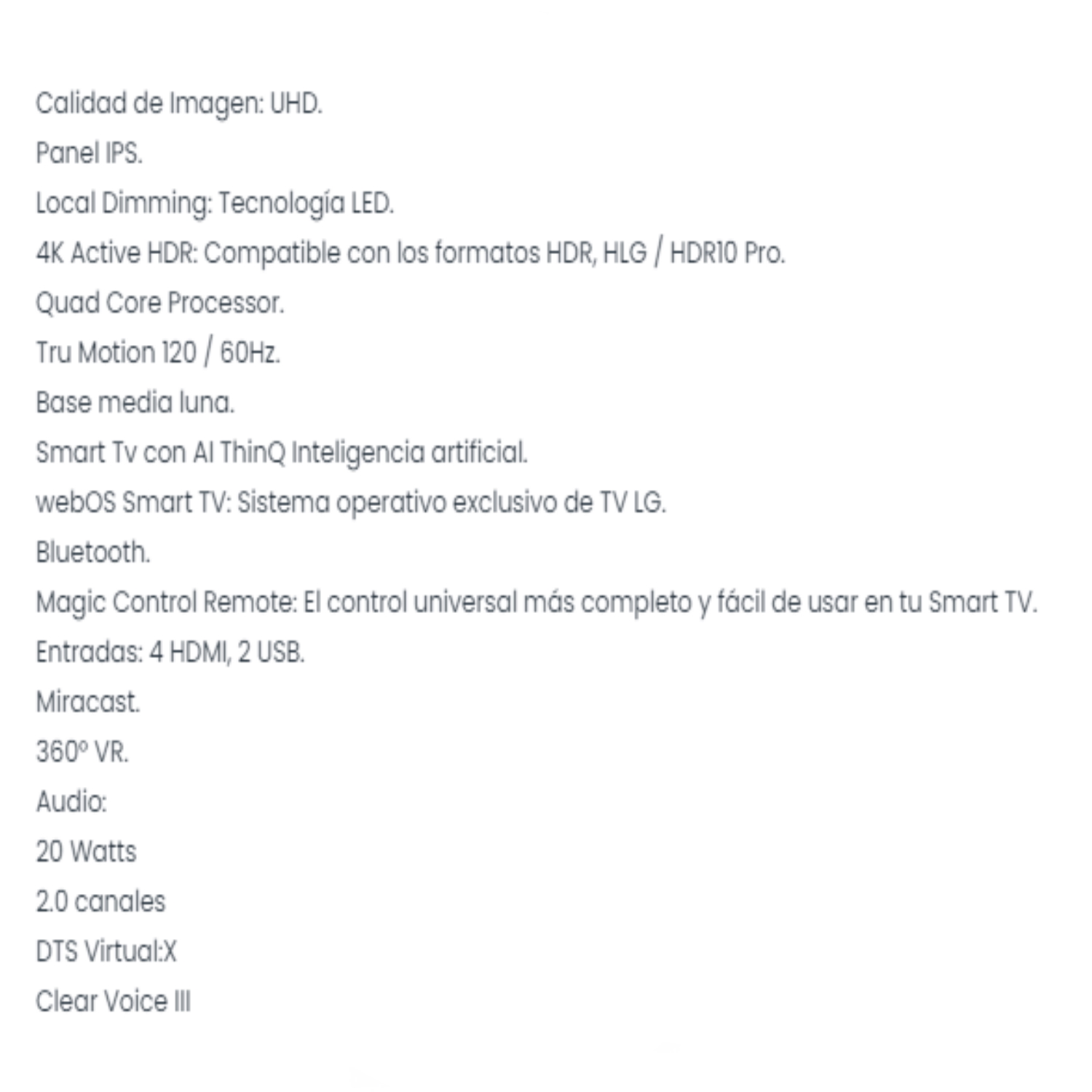 Pantalla SmartTV 4K de 55P LG 55UK6550PUA