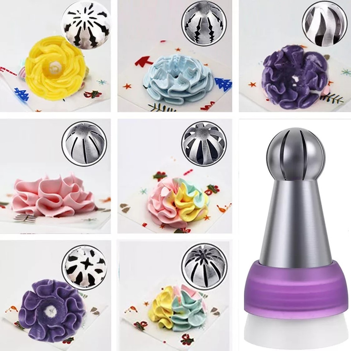 Kit 91 piezas Boquillas rizadas, Duyas Rusas, de Tulipanes, Esfera y Olanes para decoración de cupcakes