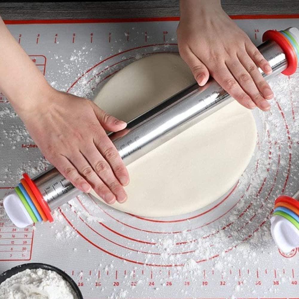 Rodillo de acero inoxidable con aros removibles y niveladores