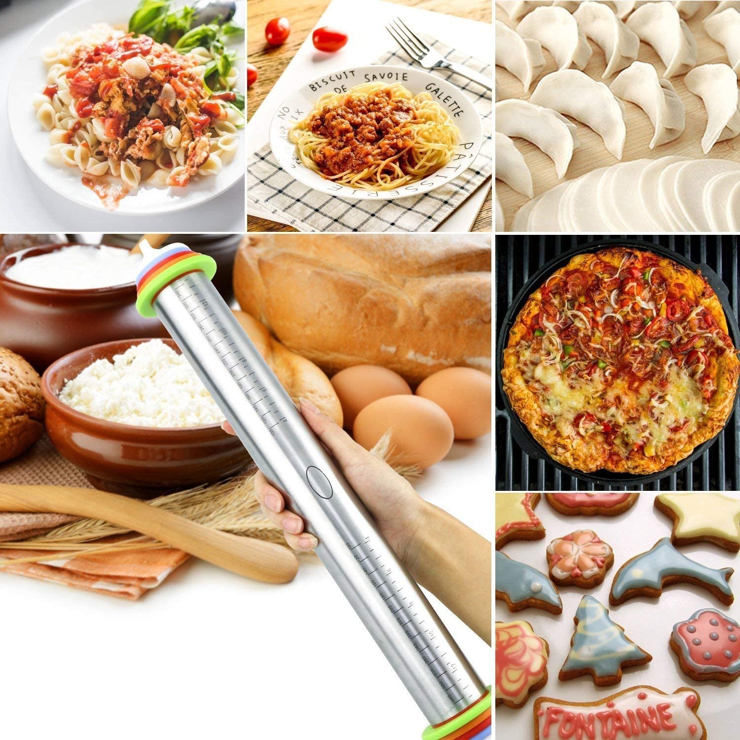 Rodillo de acero inoxidable con aros removibles y niveladores