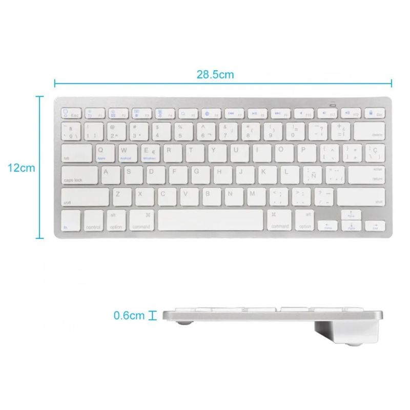 TECLADO BLUETOOTH EN ESPAÑOL, PORTATIL INALAMBRICO ANDROID IPHONE WINDOWS, PLATA
