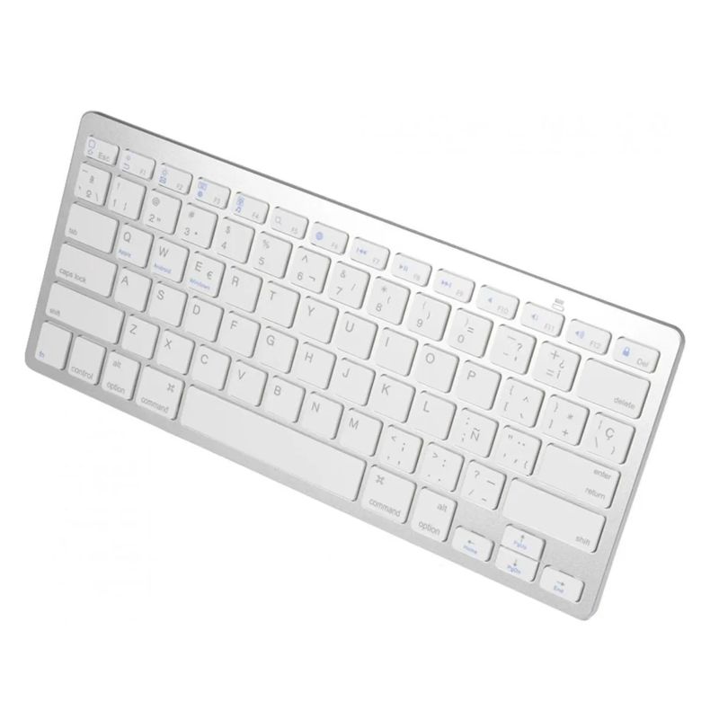 TECLADO BLUETOOTH EN ESPAÑOL, PORTATIL INALAMBRICO ANDROID IPHONE WINDOWS, PLATA