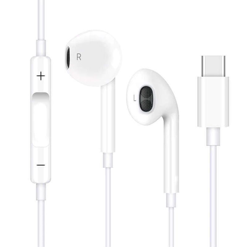 AUDIFONOS MANOS LIBRES USB TIPO C, BLANCOS (USB-C)