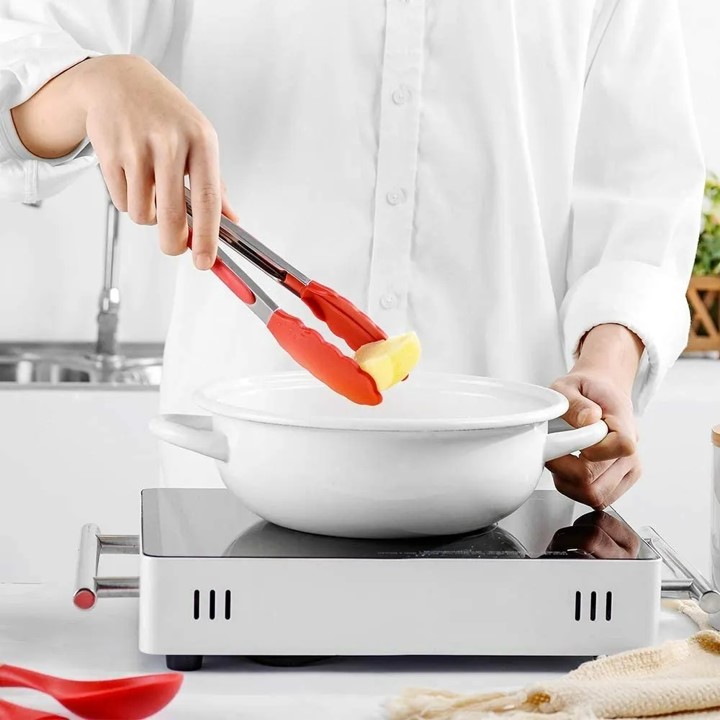 Juego de Utensilios de Cocina, espátulas miserables, batidor de globo, brocha, palas de silicón con mango de madera, Rojo