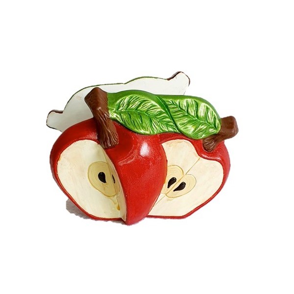 Servilletero en forma de manzana pintado a mano para el hogar