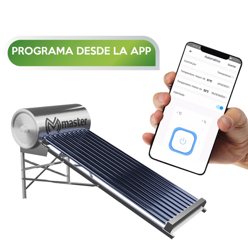 Boiler Calentador de Agua Inteligente Solar y Electrico para Sistemas de Baja Presion (Sin Bombas de Presion) 120 Litros Controlalo desde su App con tu Celular Master MP-120L BOILER