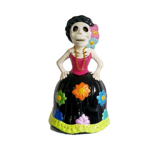 Catrina mexicana, excelente escultura decorativa para dia de muertos, pintada a mano por manos mexicanas