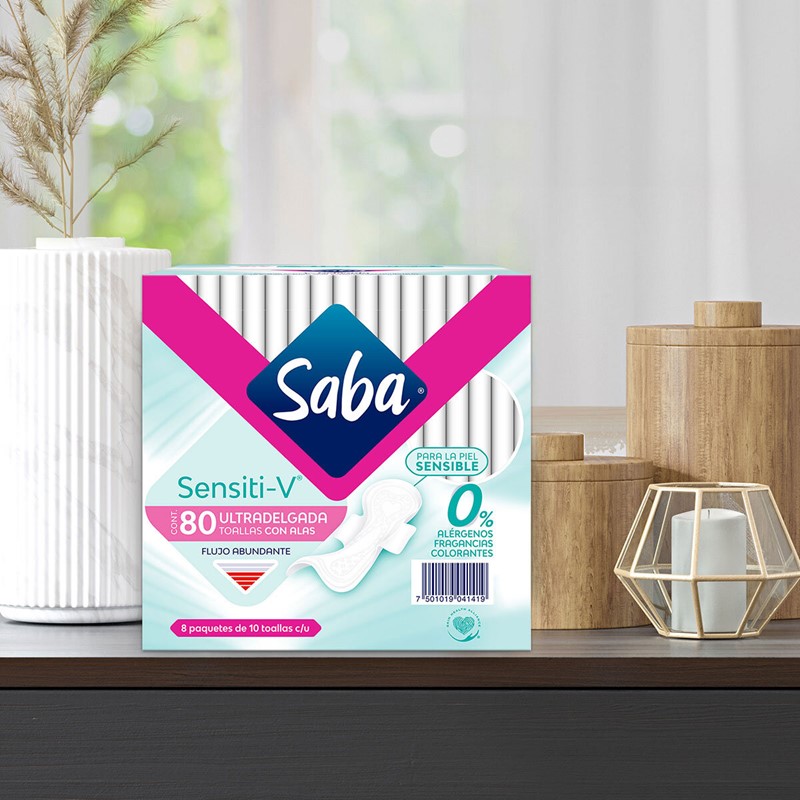 Toallas Femeninas Saba Sensiti-V 663439 Contenido 80 Piezas CST