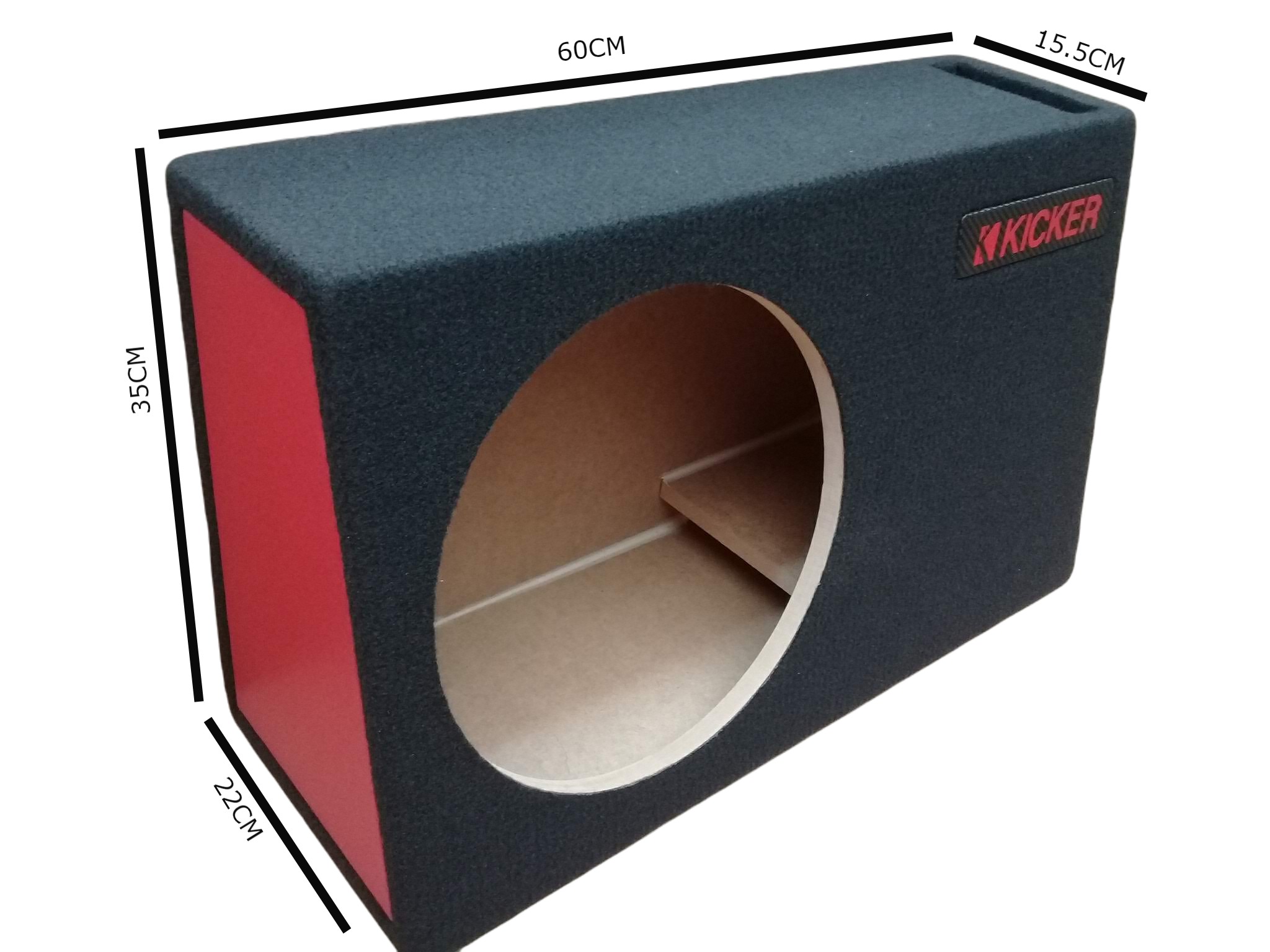 cajon para un woofer de 12"  porteado para pickup con logo