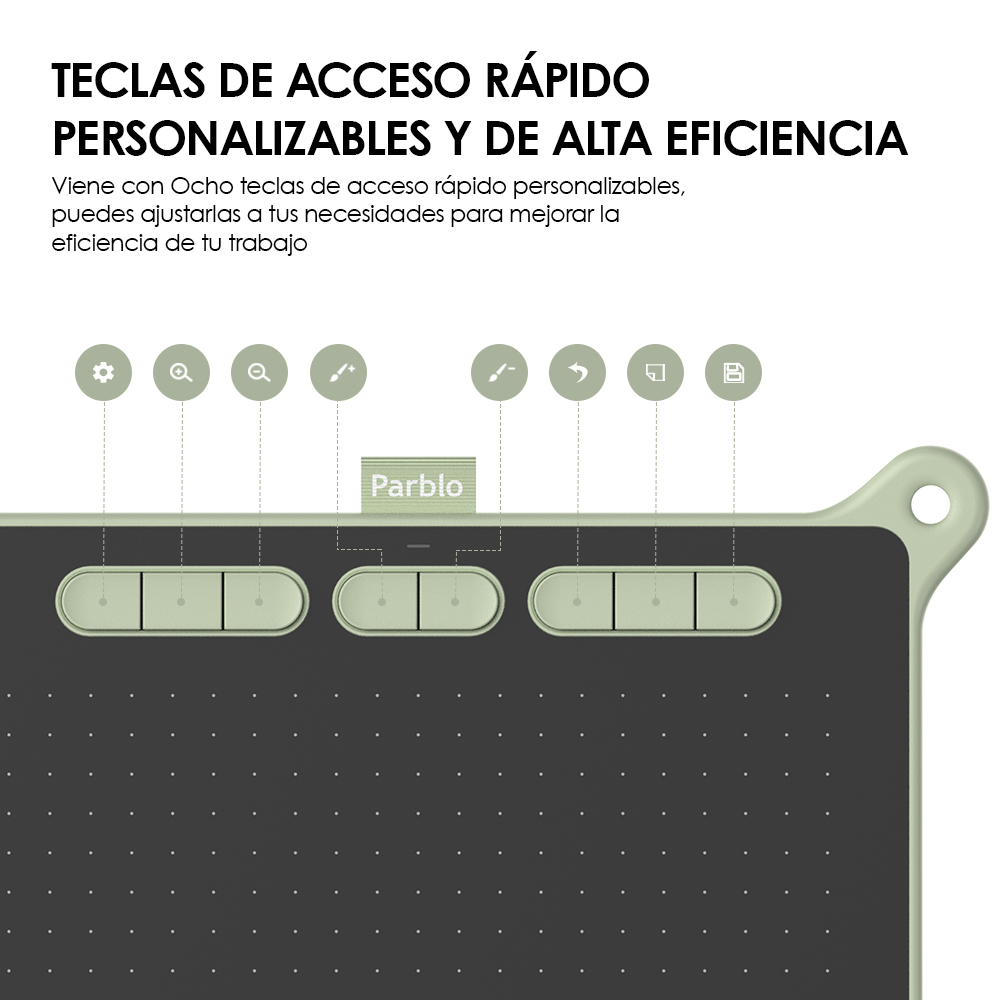 Tableta Digitalizadora Parblo Ninos M Dibujo 9x5 Pulgadas Verde