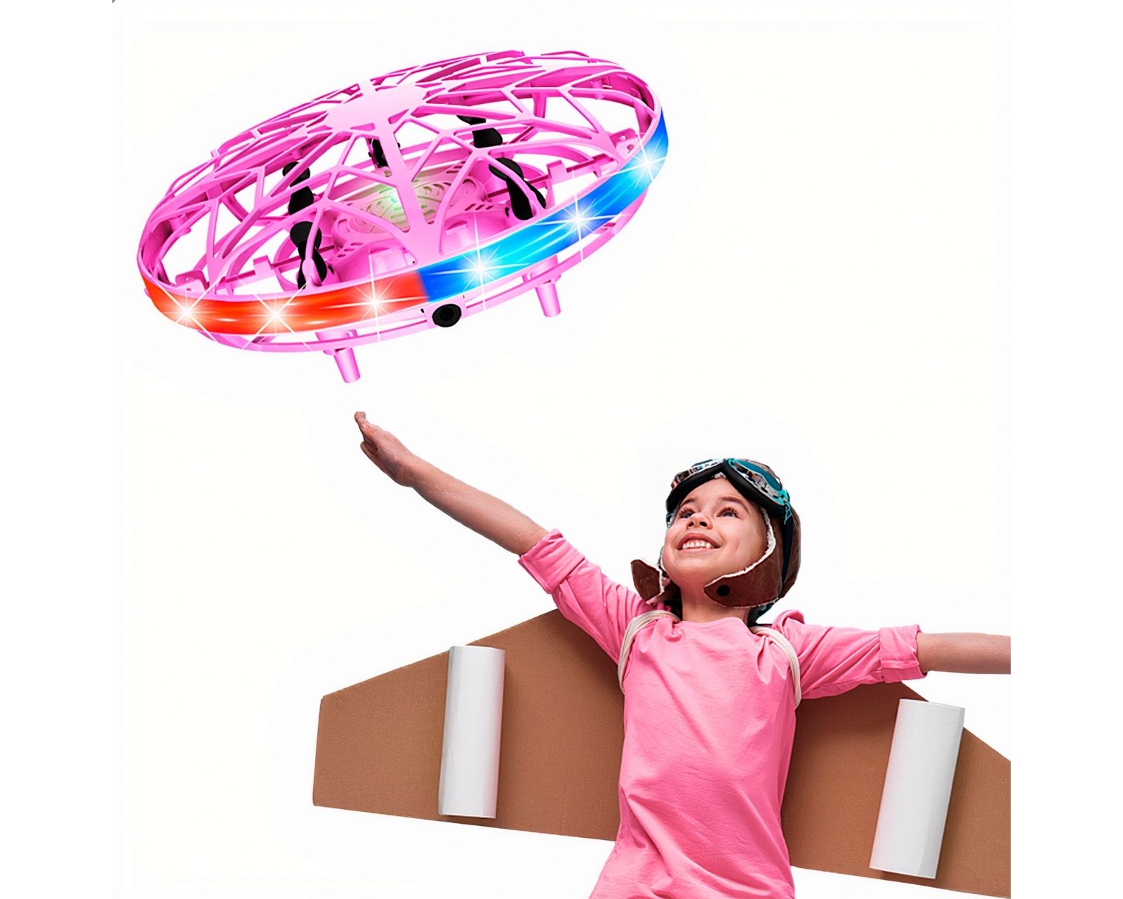 Mini Drone de Juguete BINDEN UFO Detección de Palma y LED Rosa