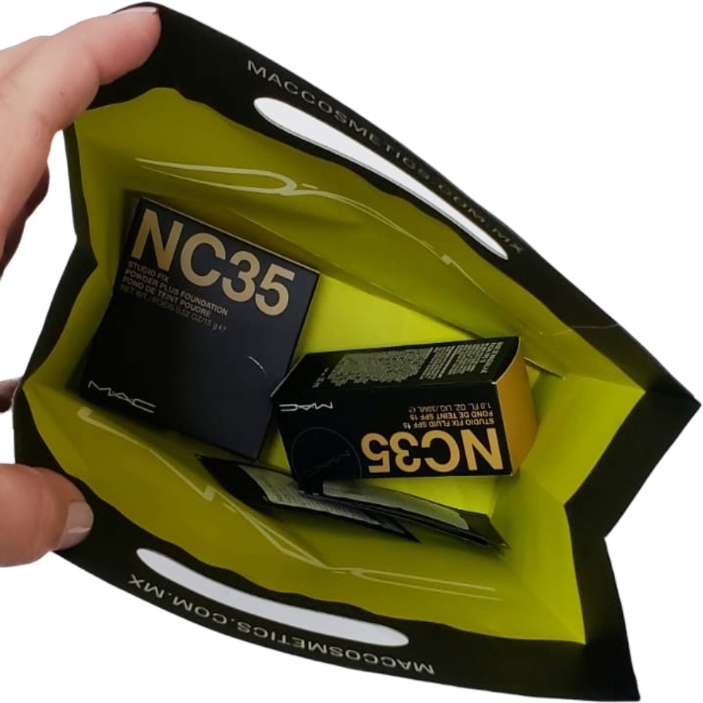 KIT MAQUILLAJE Y POLVO MAC NC35 + MUESTRAS DE REGALO