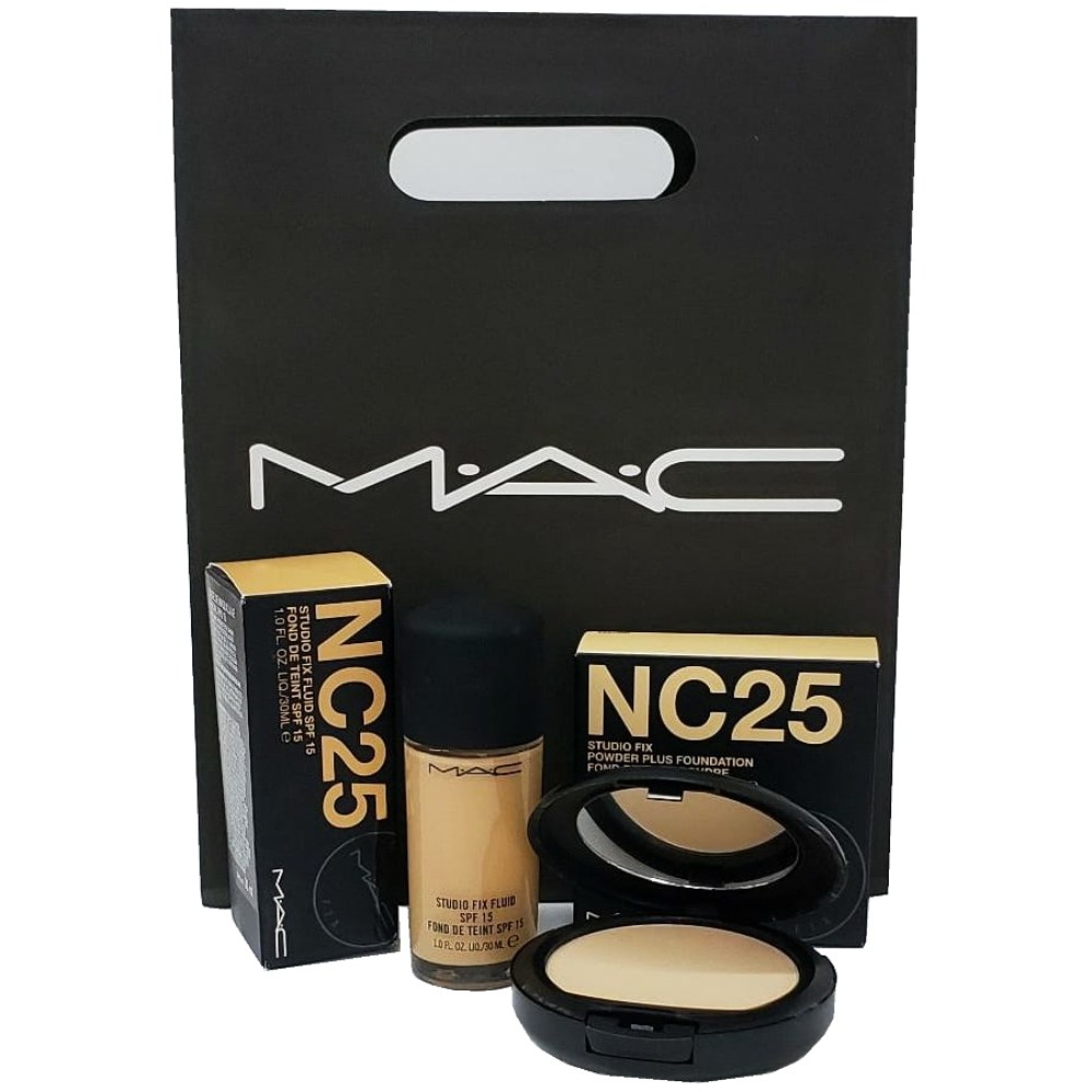 KIT MAQUILLAJE Y POLVO MAC NC25 + MUESTRAS DE REGALO