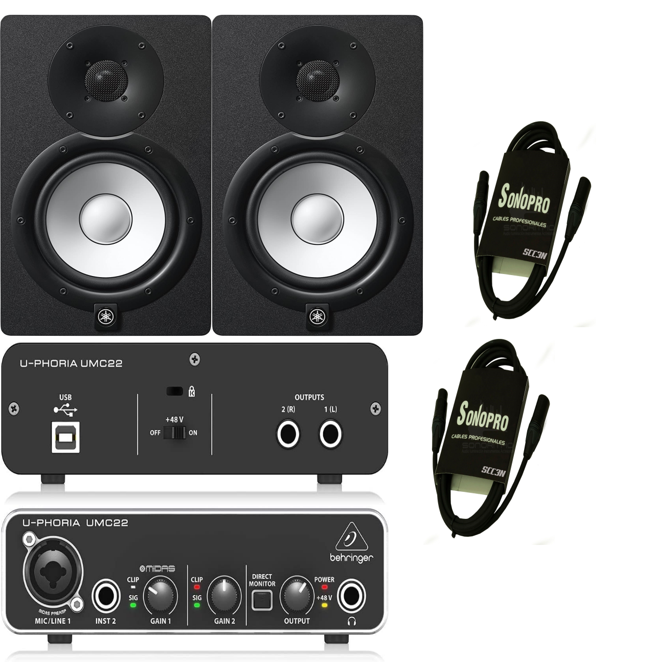 Yamaha Hs8 Monitores De Estudio Blanco + 2 Cables STT3 + Umc 204