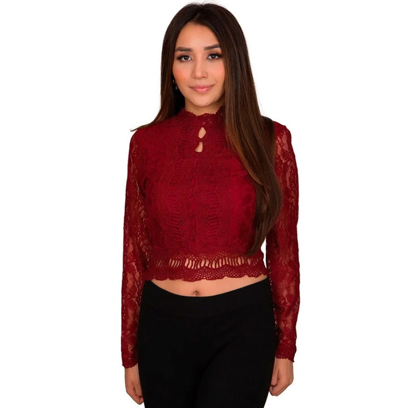 Blusa Dama Moda Encaje Corta Con Cierre Al Costado V-jh8885