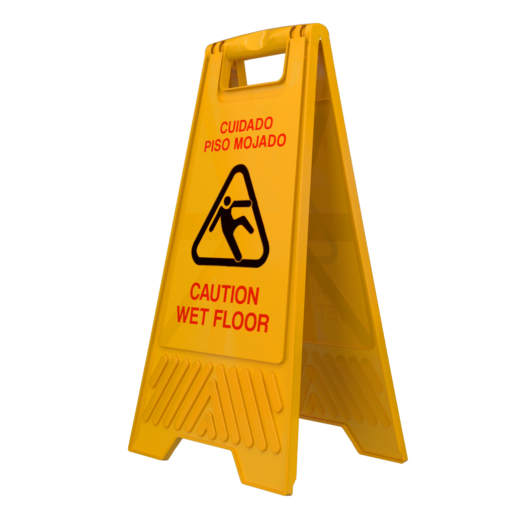Letrero Señalamiento Oval Plegable de Precaución Piso Mojado