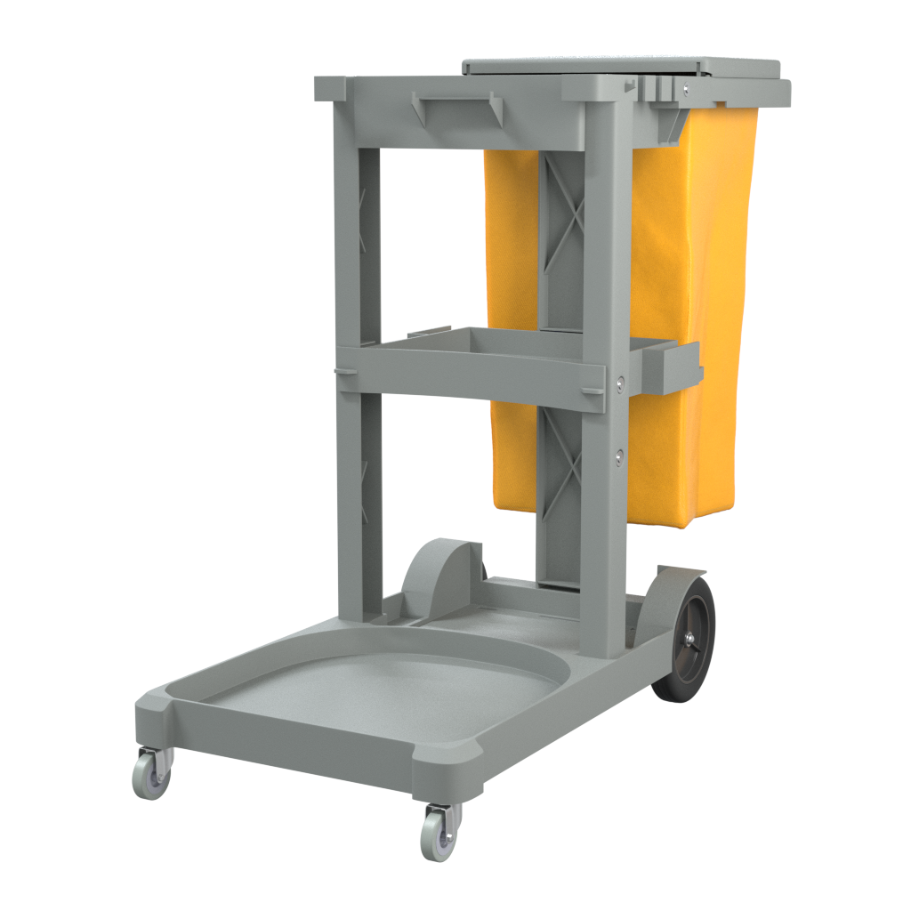 Carrito de Limpieza Oval con Bolsa Y Tapa para Aseo Conserje de Uso Rudo