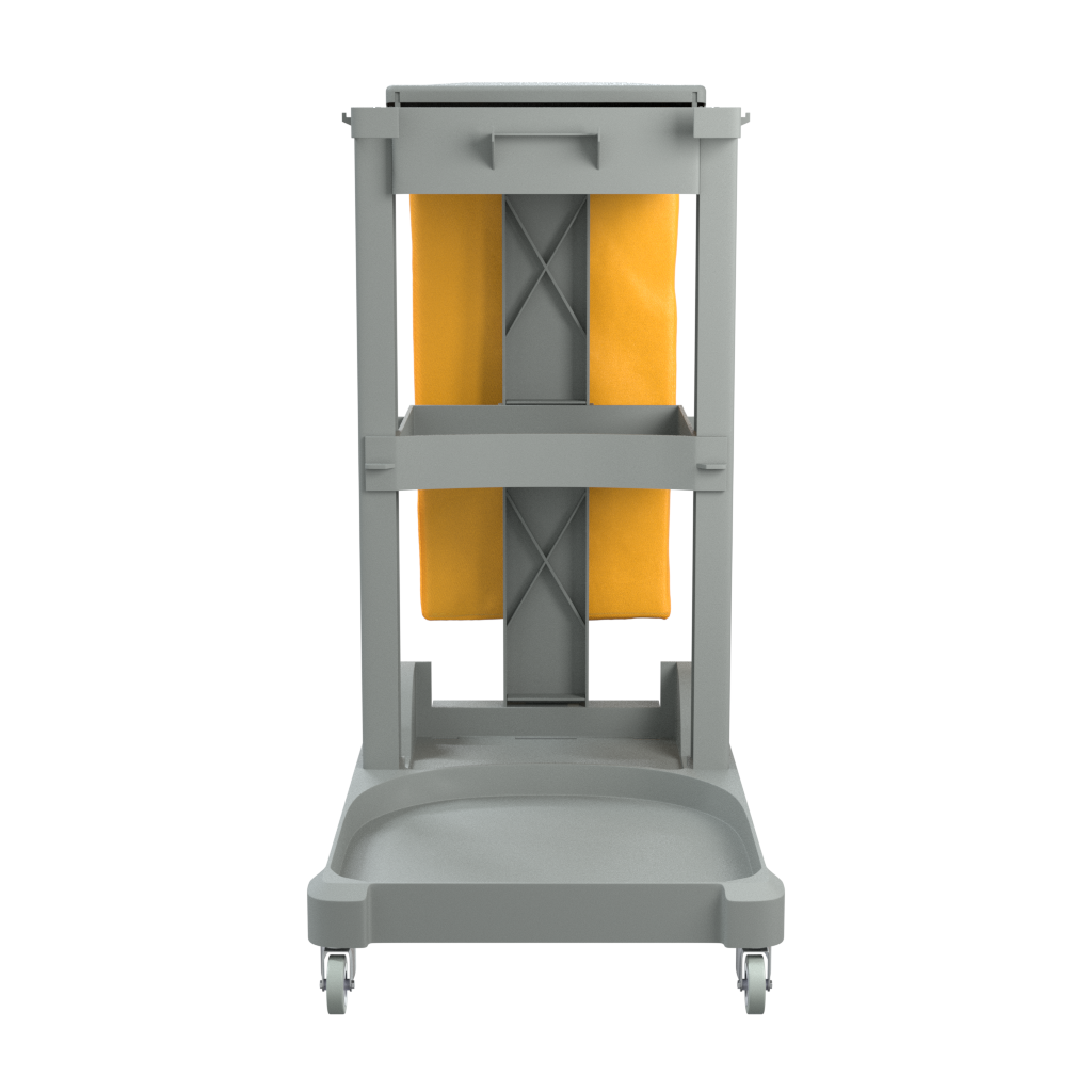 Carrito de Limpieza Oval con Bolsa Y Tapa para Aseo Conserje de Uso Rudo