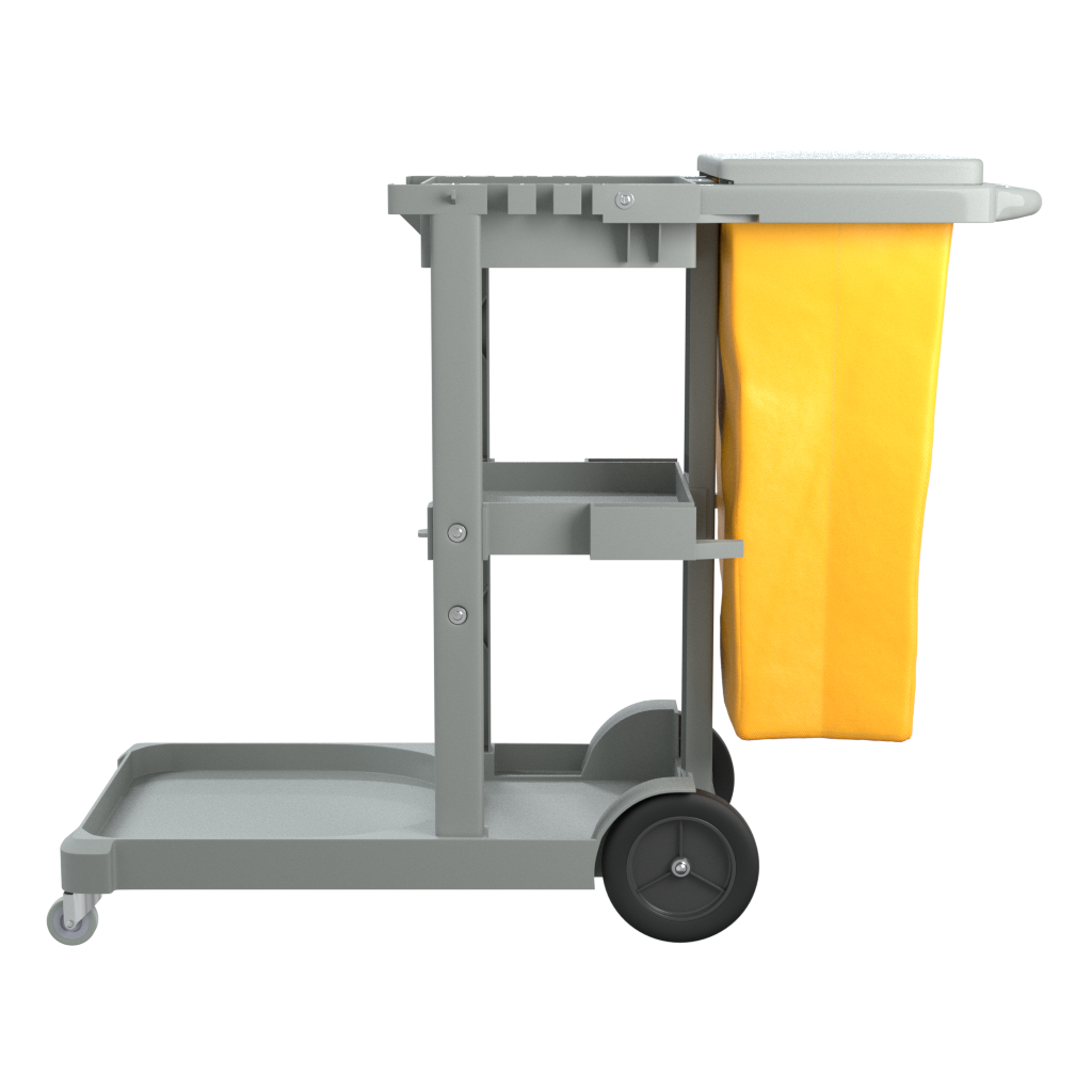 Carrito de Limpieza Oval con Bolsa Y Tapa para Aseo Conserje de Uso Rudo