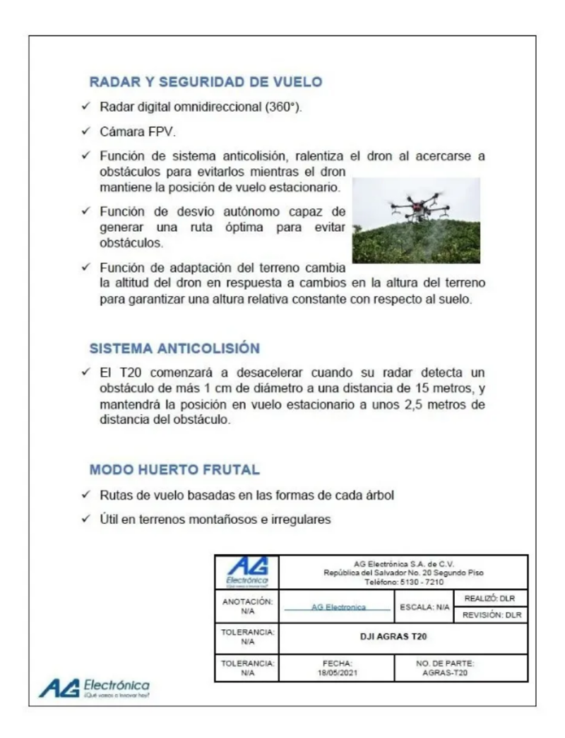 Dron Dji Agricola Modelo: Agras-t20