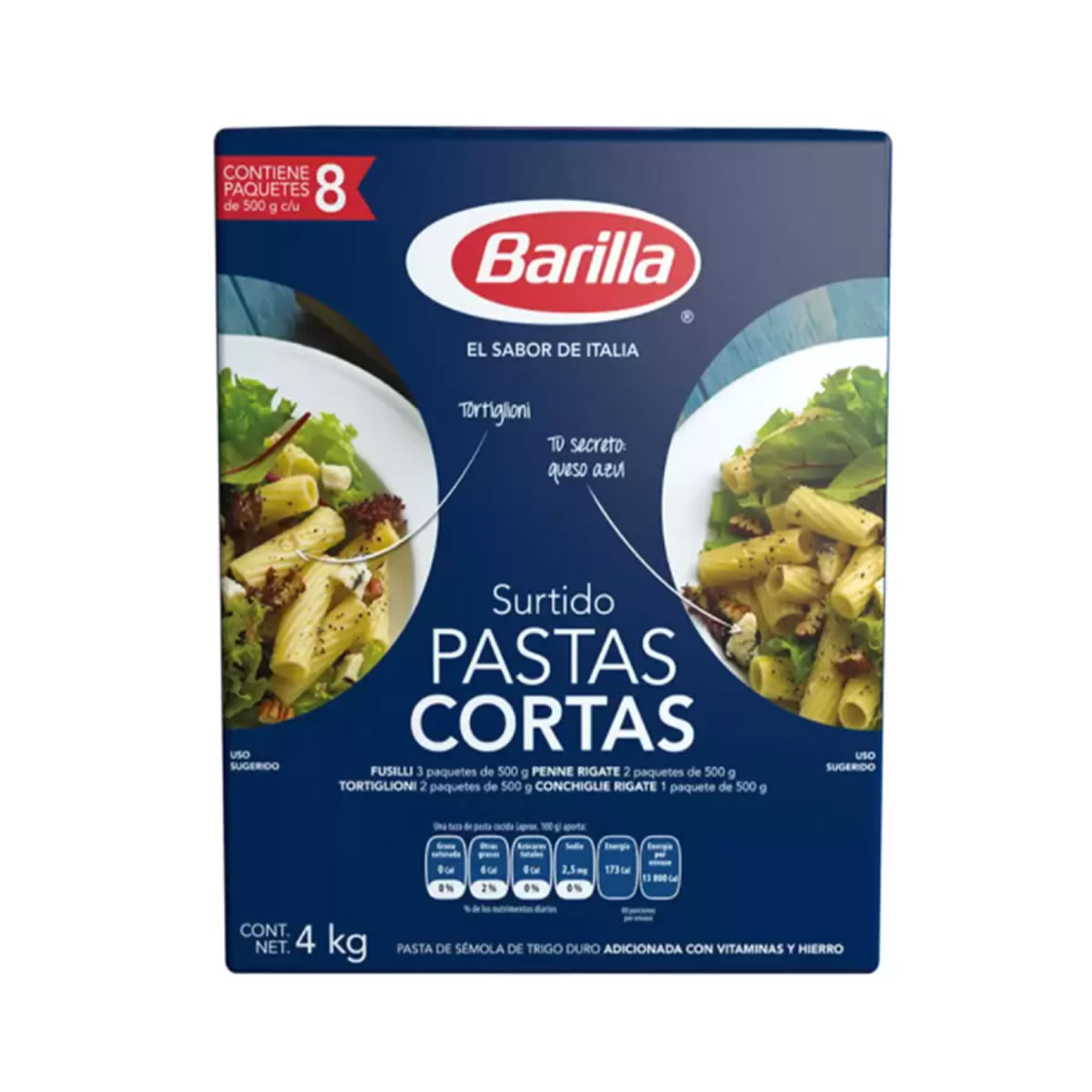 Surtido de Pastas Cortas 8 piezas de 500 g. Barilla