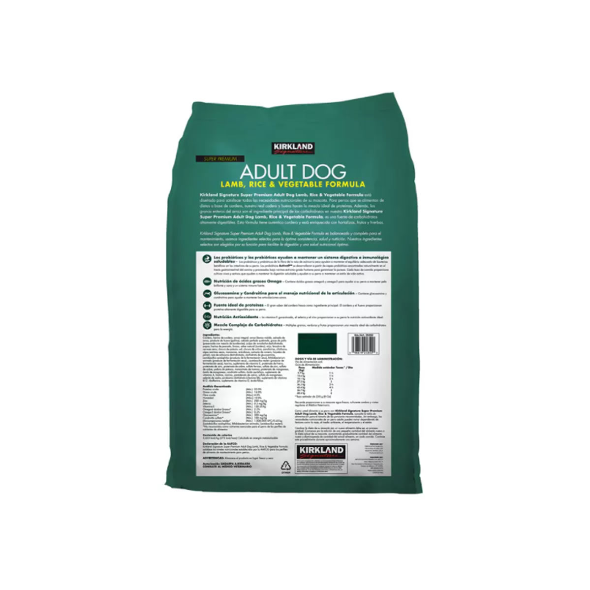 Kirkland Signature Alimento Premium para Perro Adulto Sabor Cordero y Arroz 18.1kg