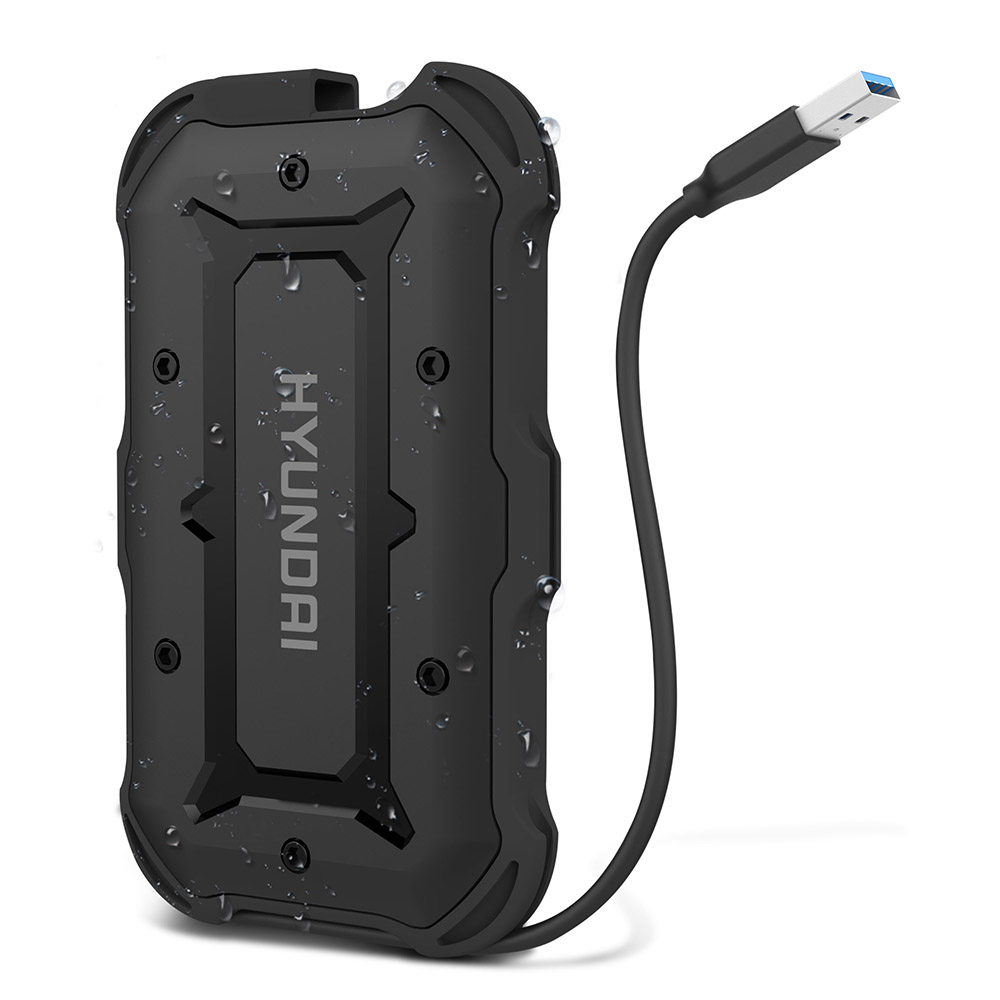 Disco Duro Externo Hyundai Rugged 1TB Resistencia Grado Militar  Negro Uso Rudo