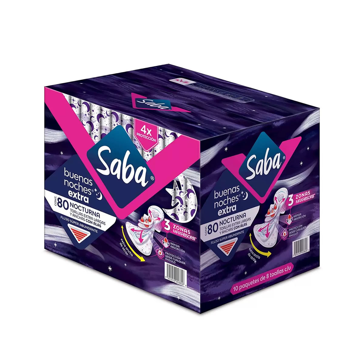 Toallas Femeninas Saba Buenas Noches Extra 657955 80 Piezas CST
