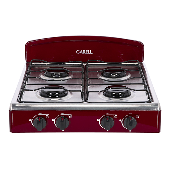 GARELL Parrilla de Gas de mesa 4 quemadores con acero inoxidable