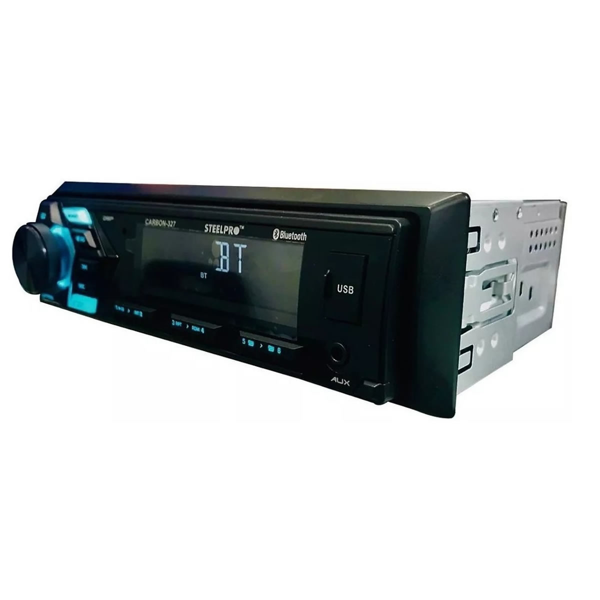 Autoestéreo Steelpro CARBON-327 Con Caratula Desmotable - Negro