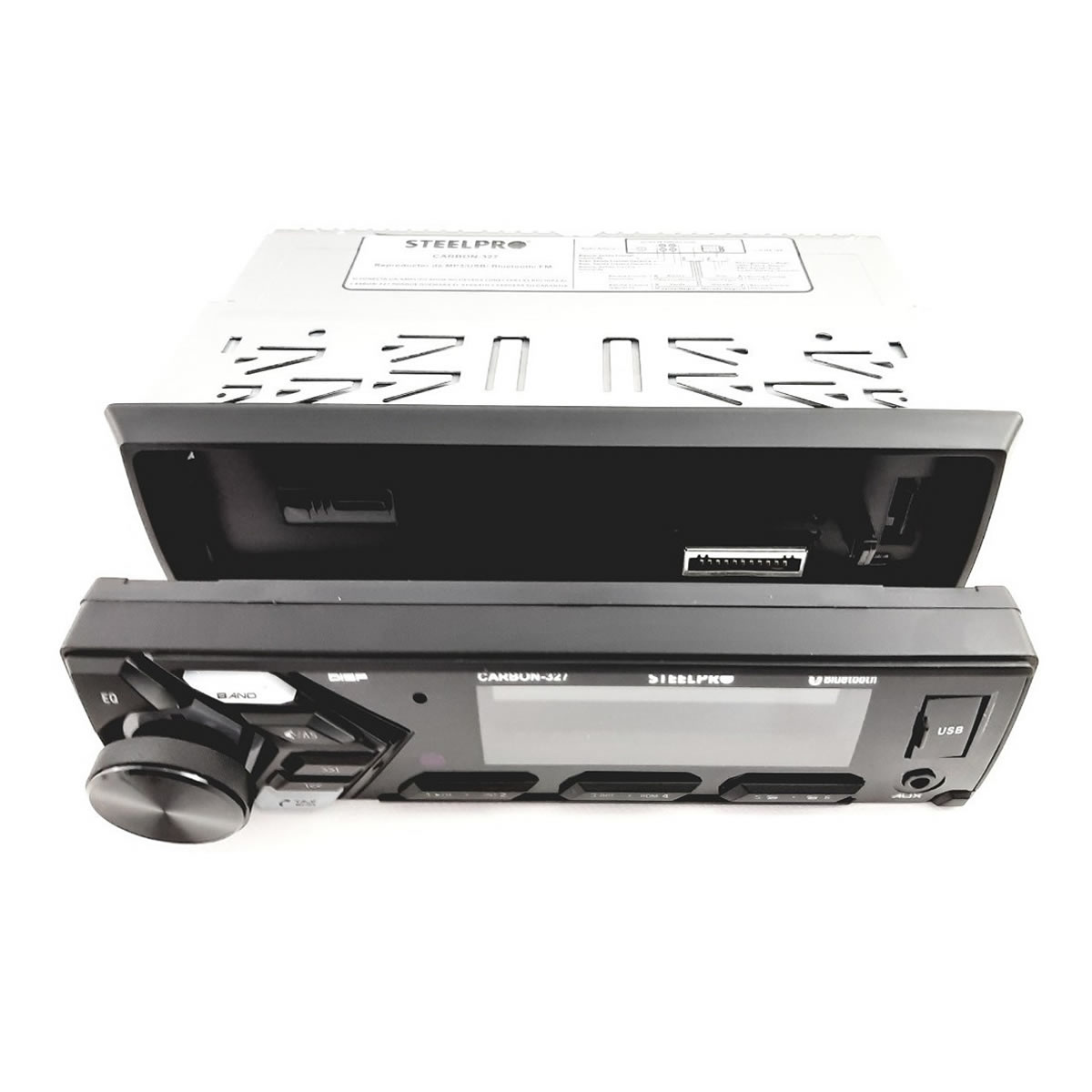 Autoestéreo Steelpro CARBON-327 Con Caratula Desmotable - Negro