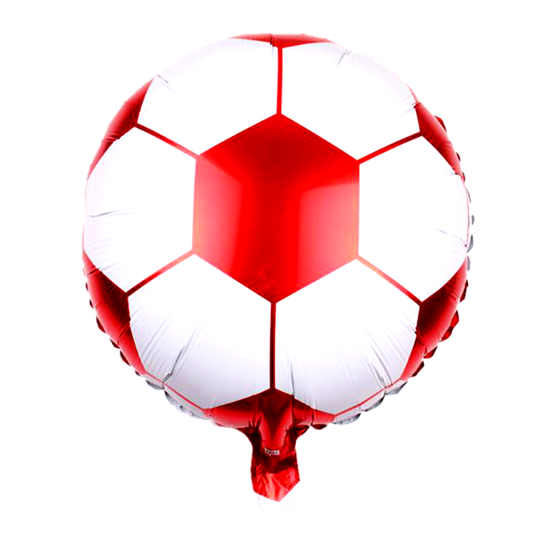Globo metalizado futbol blanco rojo grande, 10 pz		
