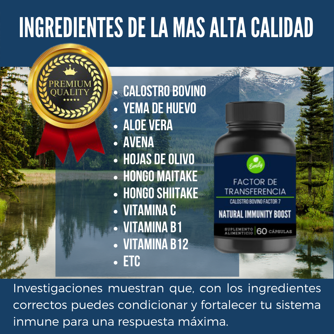 FACTOR DE TRANSFERENCIA, CALOSTRO BOVINO PREMIUM CONCENTRADO, 60 CAPSULAS 