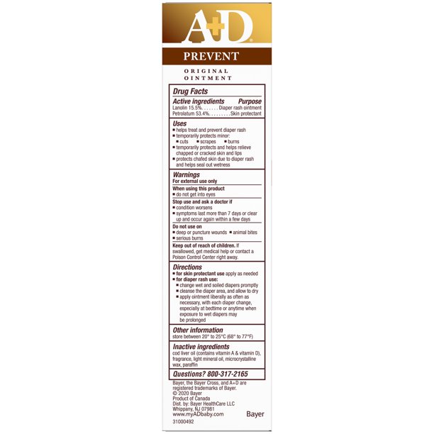 A+D Crema De Tratamiento De Rozaduras para bebe formula original