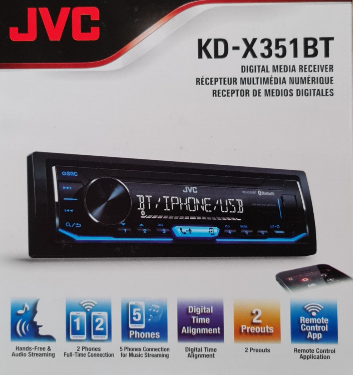 Autoestéreo Bluetooth Jvc KD-X351BT Tecnología Manos Libres - Negro