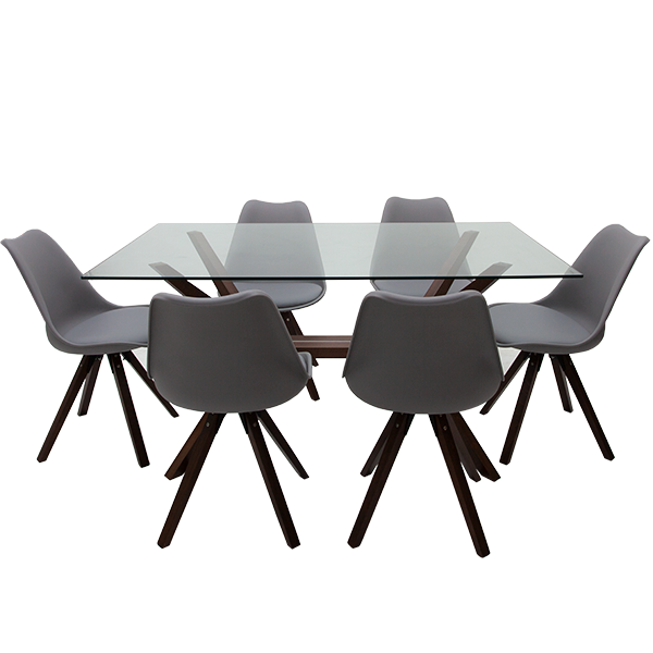 Mesa Comedor Yzma Transparente pata Merlot