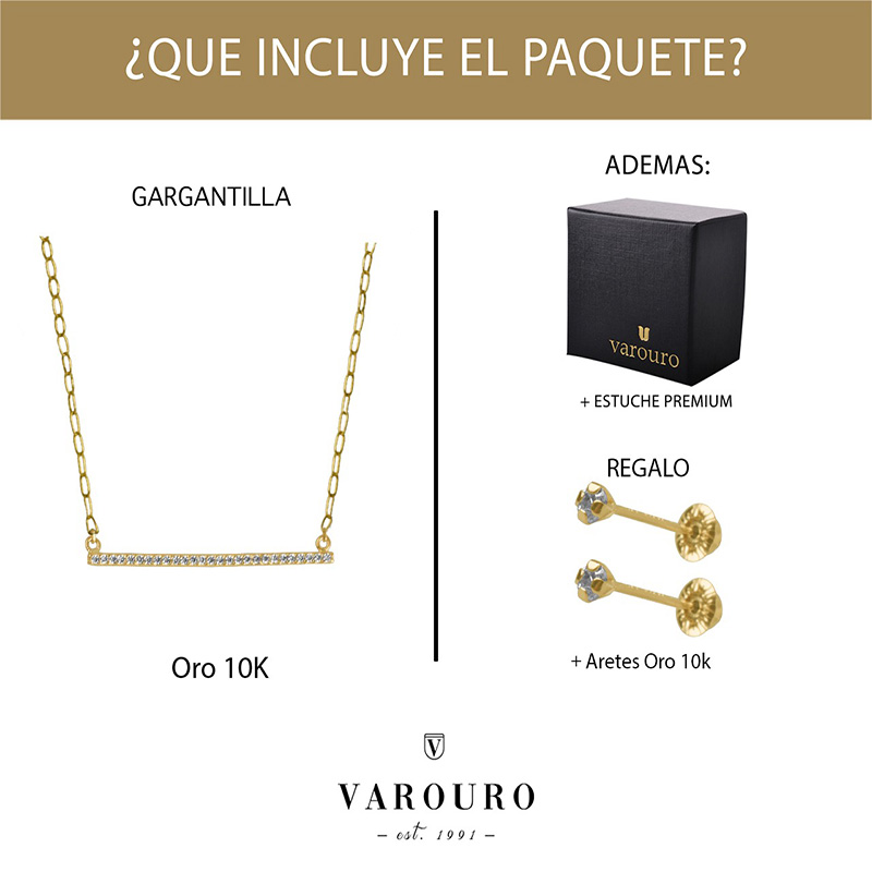 Hermosa Gargantilla Oro 10k Linea   VAROURO | Collar Amor + Estuche