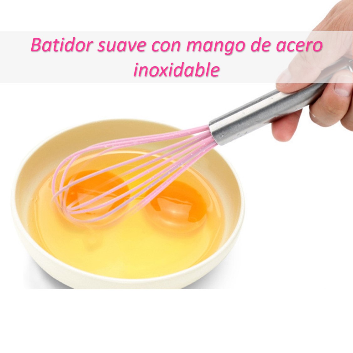 Juego 5 Utensilios de Silicón para Repostería y Cocina, espátulas tipo miserable, batidor de globo y brocha, Rosa