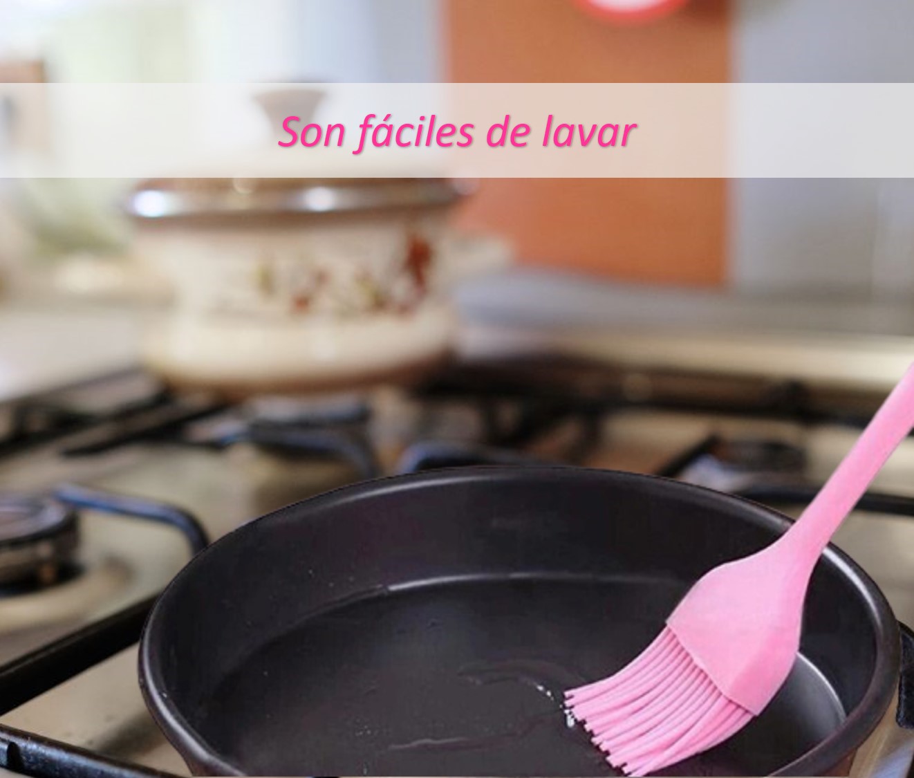 Juego 5 Utensilios de Silicón para Repostería y Cocina, espátulas tipo miserable, batidor de globo y brocha, Rosa
