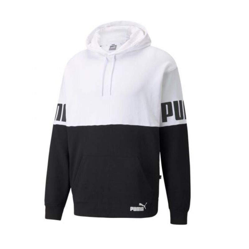 SUDADERA CASUAL PARA HOMBRE COLOR BLANCO Y NEGRO PUMA POWER COLORBLOCK HOODIE 3102