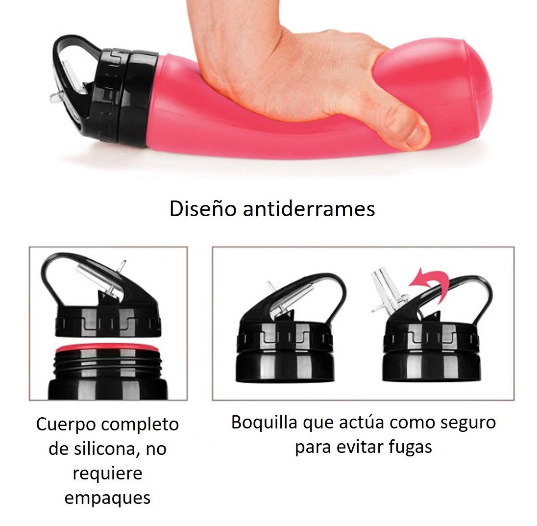 Botella de Agua 600ml Silicón Plegable GYM Deportes Ciclismo Campismo, Naranja