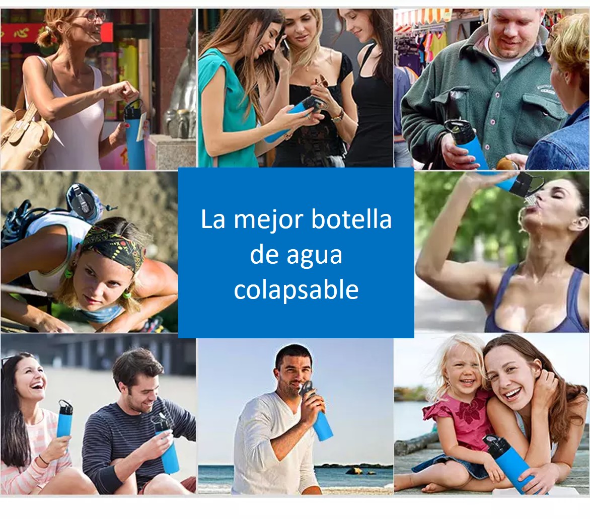 Botella de Agua 600ml Silicón Plegable GYM Deportes Ciclismo Campismo, Naranja