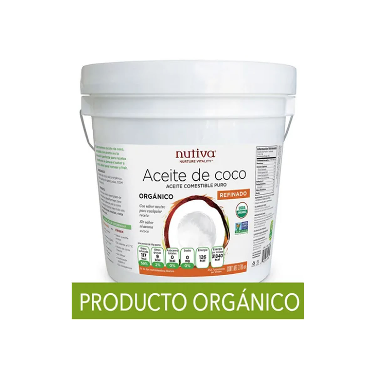 Aceite Refinado de Coco Orgánico Nutiva 3.79 Litros