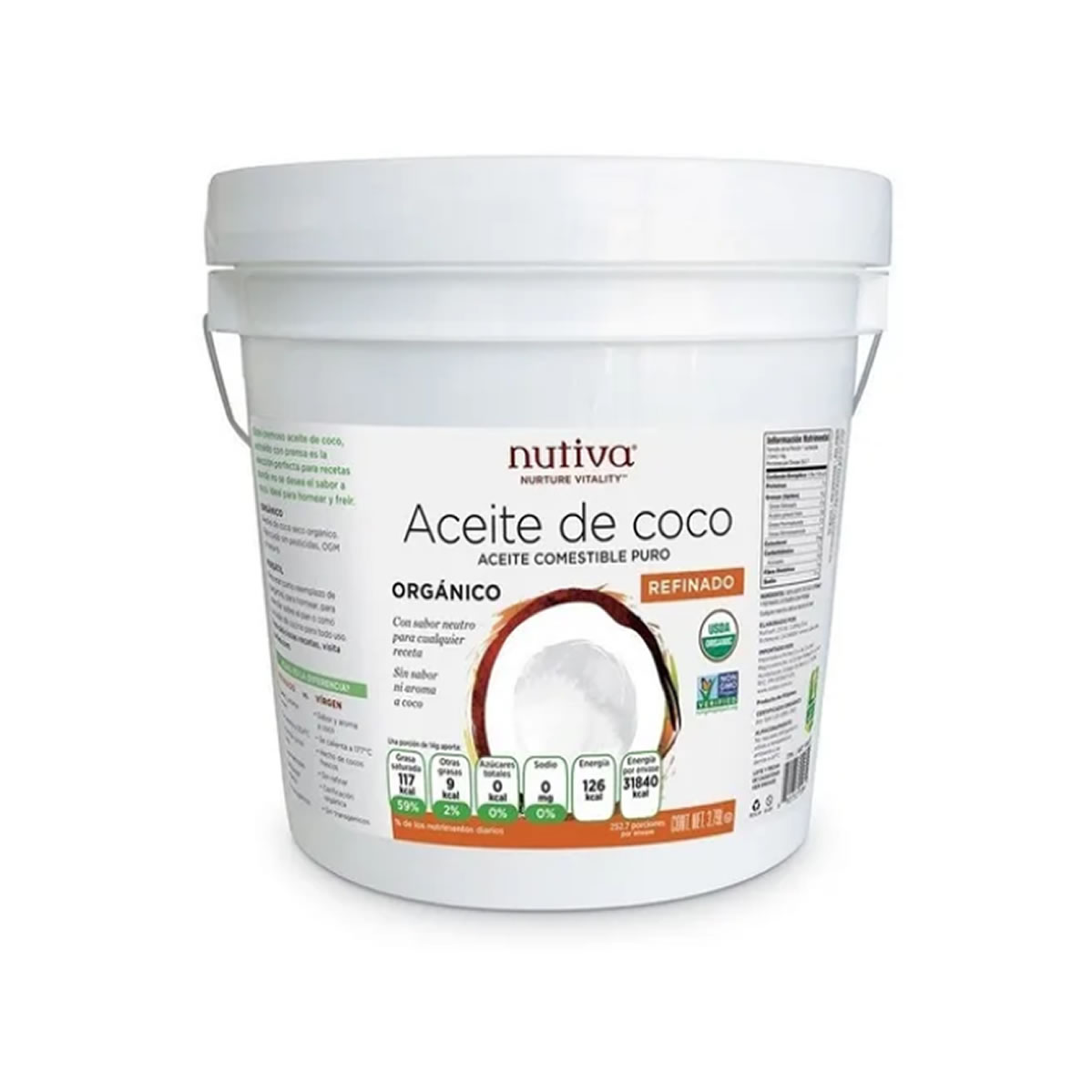 Aceite Refinado de Coco Orgánico Nutiva 3.79 Litros